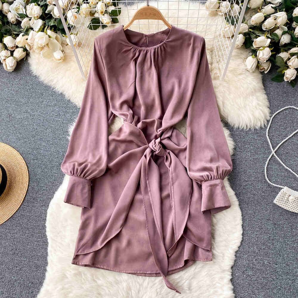 Hayle lantern sleeves satin dress